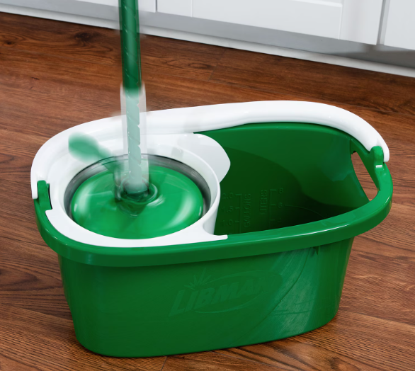Libman Tornado Microfiber Spin Mop & Bucket, Green/White