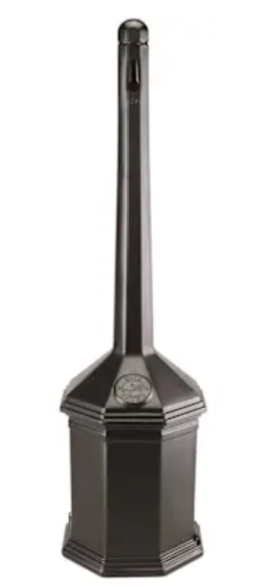 COMMERCIAL ZONE Smoker's Outpost Site Saver 1.25 Gal. Black Cigarette Receptacle Outdoor Ashtray