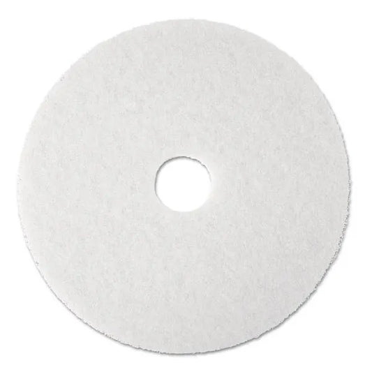 Low-Speed Super Polishing Floor Pads 4100, 17" Diameter, White, 5/Carton