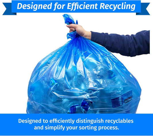 40-45 Gallon Recycling Bags | 200 Count | Blue Trash Bags | Made in the USA