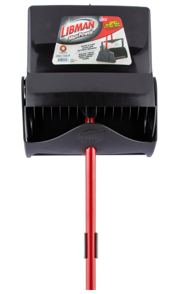 Libman Broom with Dustpan, Black/Red, 2/Carton