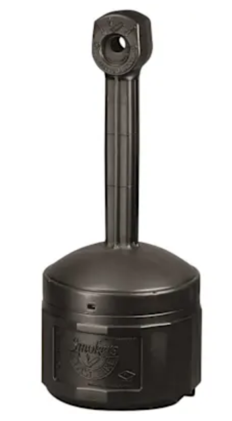 JUSTRITE ORIGINAL CEASE-FIRE CIGARETTE BUTT RECEPTACLE, 4 GALLON CAPACITY, BLACK