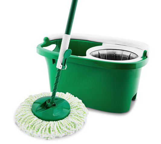 Libman Tornado Microfiber Spin Mop & Bucket, Green/White