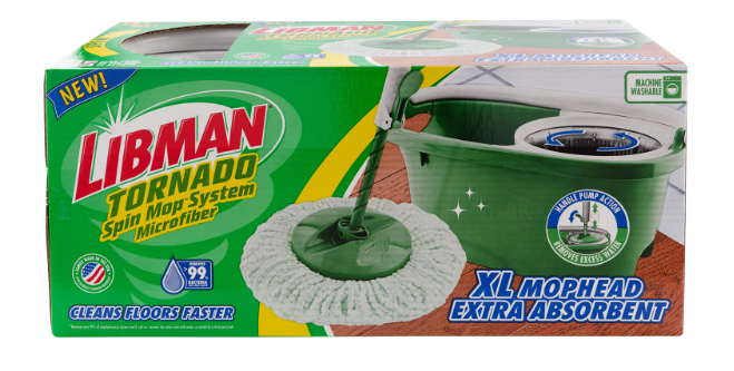Libman Tornado Microfiber Spin Mop & Bucket, Green/White