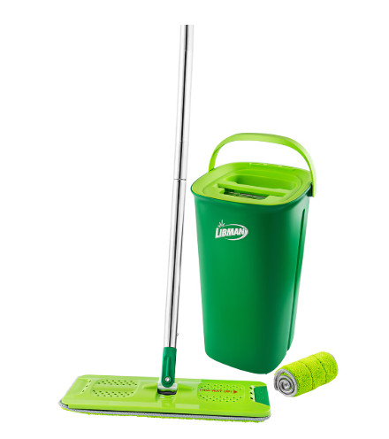 Libman Rinse 'n Wring Microfiber Butterfly Mop & Bucket Kit, Green, /Set