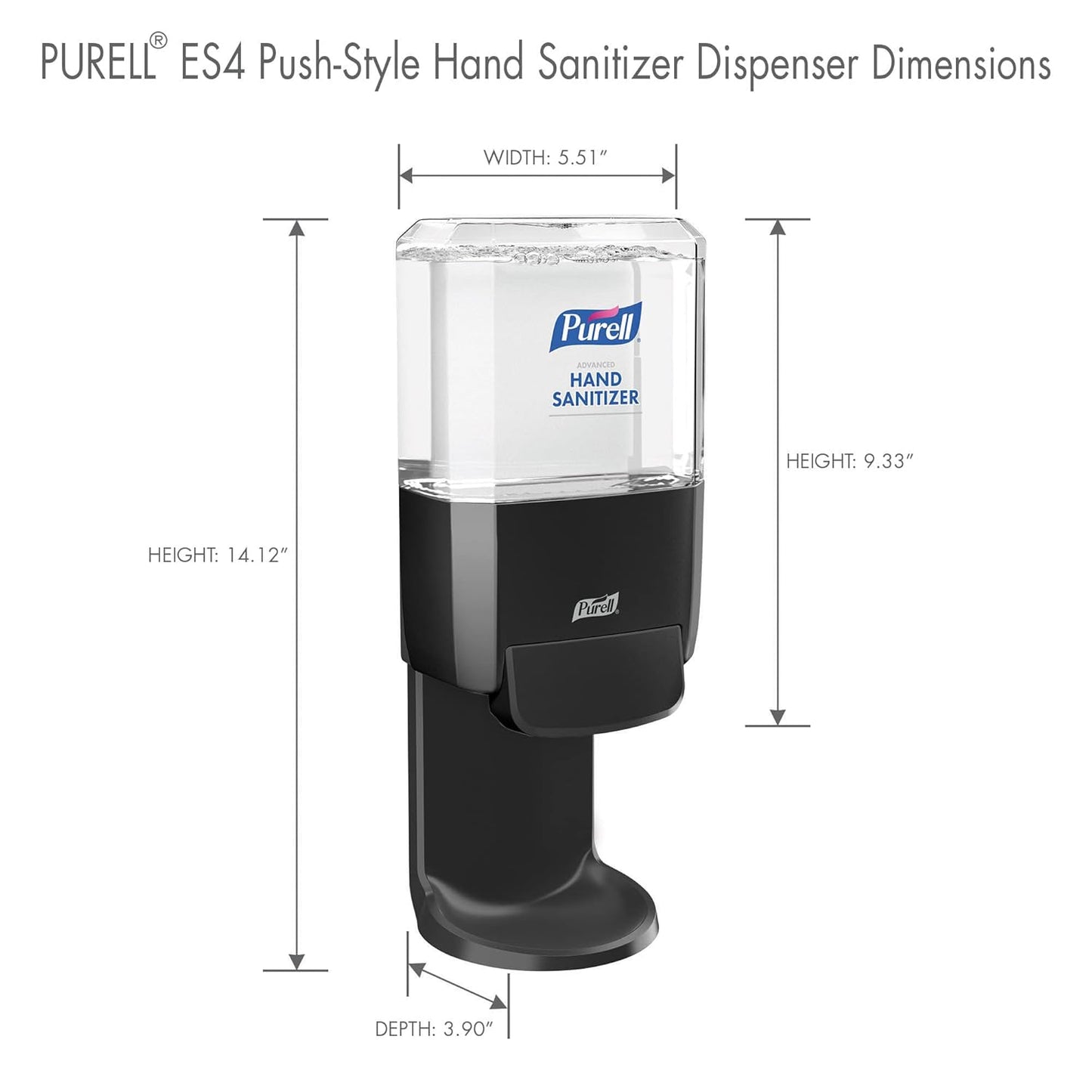 PURELL ES4 Manual Hand Sanitizer Dispenser, Graphite, Compatible with 1200 mL PURELL ES4 Hand Sanitizer Refills (Pack of 1) - 5024-01