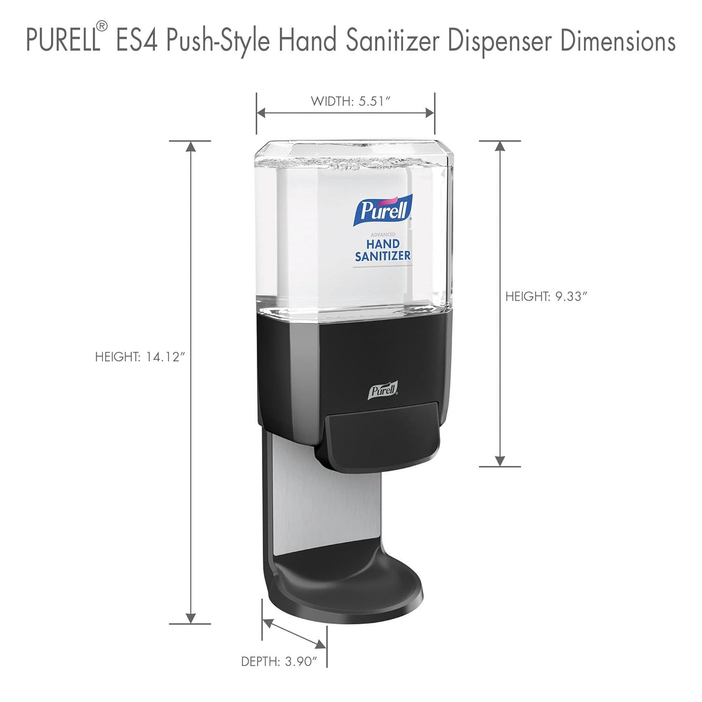 PURELL ES4 Manual Hand Sanitizer Dispenser, Graphite, Compatible with 1200 mL PURELL ES4 Hand Sanitizer Refills (Pack of 1) - 5024-01