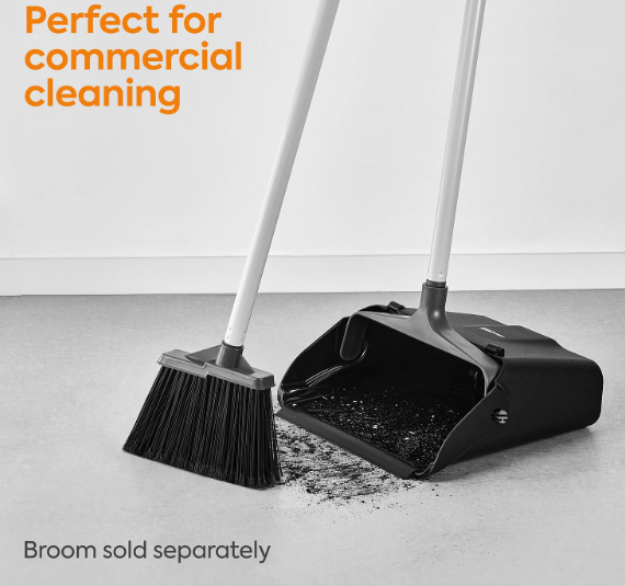 Coastwide Professional™ Heavy Duty 29.4" Plastic Upright Dustpans, Black