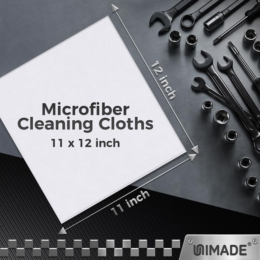 Microfiber Cleaning Cloth, 24 Pack Reusable Microfiber Towels for Cars Lint Free Cleaning Shop Towel Rags for Home Kitchen Automotive Bar Mechanic Restaurant Garage, 11"x 12", White