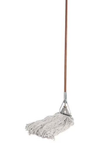 Genuine Joe Wet Mop, 4-Ply, Wood Handle, 24 oz, Natural Cotton, 15/16" x 60"